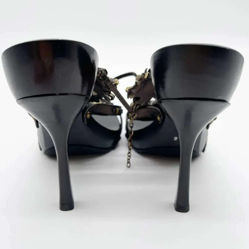 Giuseppe Zanotti Vicini Vintage Dragon Embellished Leather Heeled Sandals IT 36